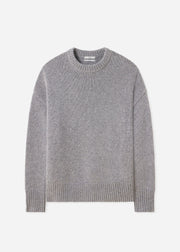 Boyfriend Crew Sweater in Wool Cashmere - Taupe - CO Collections